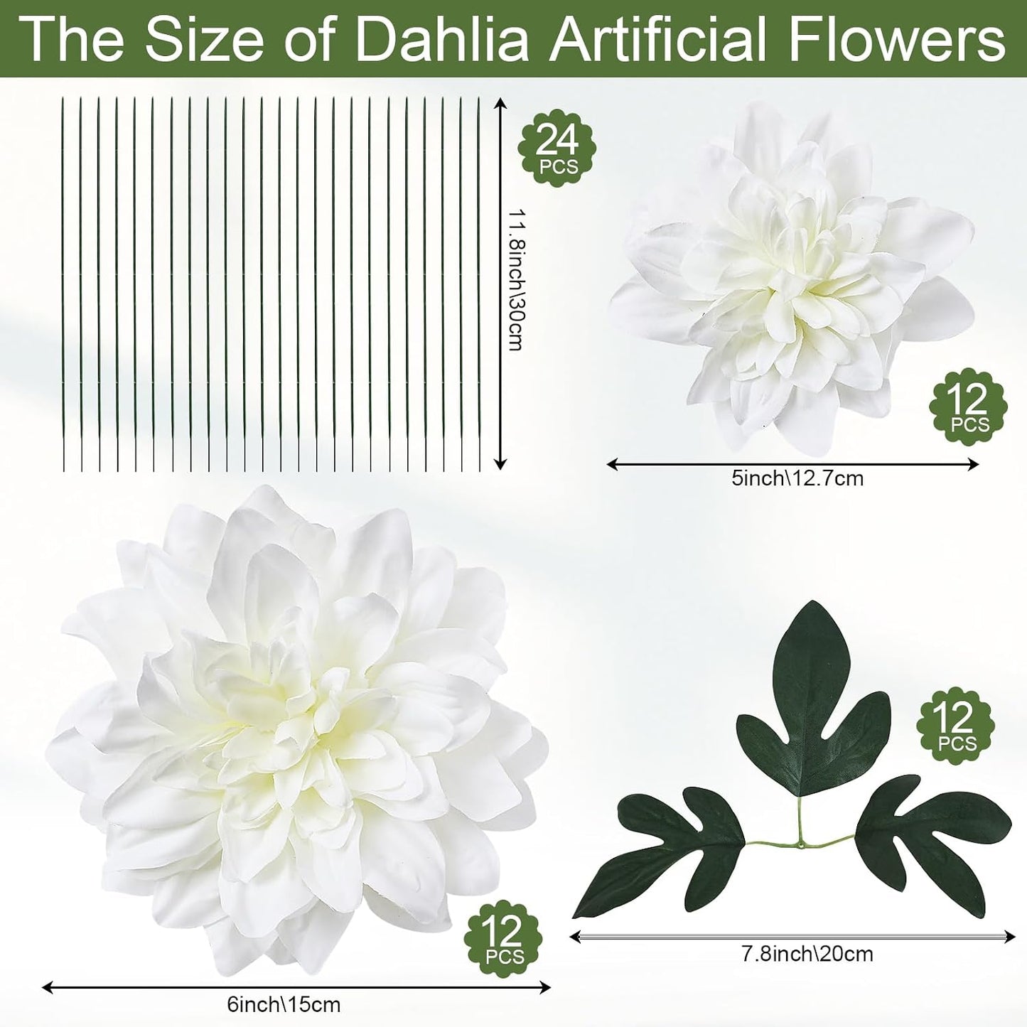 Dahlia Artificial Flowers - 24 PCS Faux Silk Floral with Stem Bulk for Crafts DIY Bridal Bouquets Wedding Arrangements Party Baby Shower Table Centerpieces Home Decor - Navy Blue