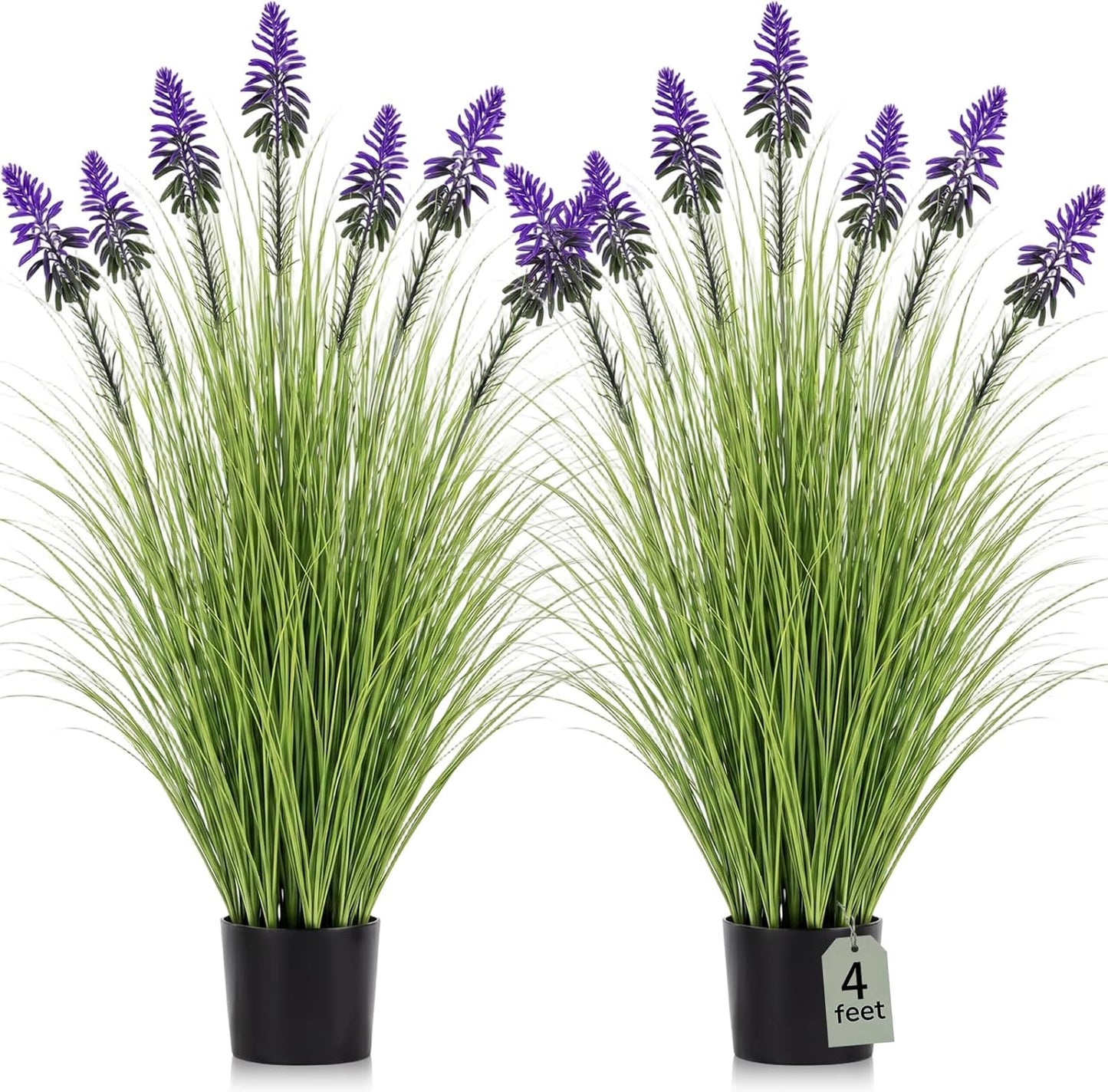 2 Pieces Faux Plants Outdoor 4 ft Horsetail Reed Grass with Yellow Cockscomb Flower Tall Artificial Grass Plant Potted Faux Greenery Floor Plant for Housewarming Gift House Garden Lobby Outdoor