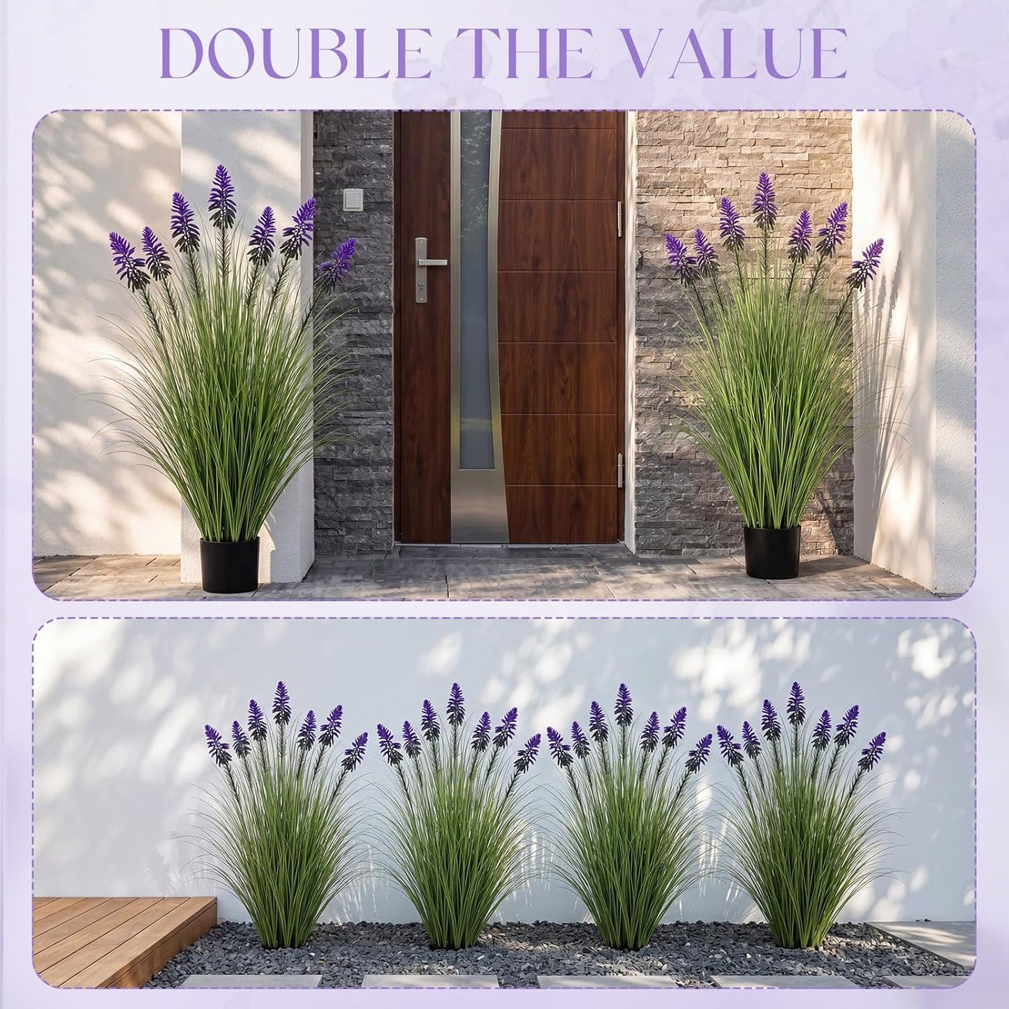 2 Pieces Faux Plants Outdoor 4 ft Horsetail Reed Grass with Yellow Cockscomb Flower Tall Artificial Grass Plant Potted Faux Greenery Floor Plant for Housewarming Gift House Garden Lobby Outdoor