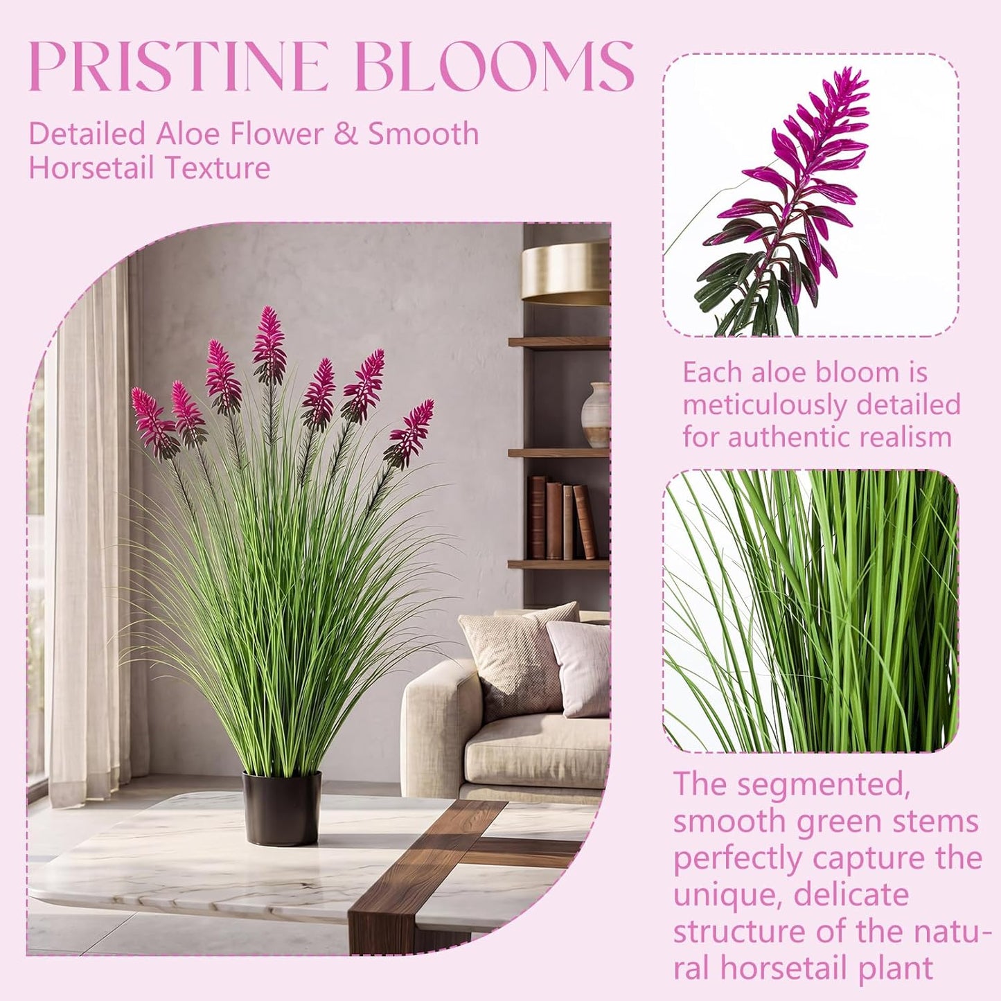 2 Pieces Faux Plants Outdoor 4 ft Horsetail Reed Grass with Yellow Cockscomb Flower Tall Artificial Grass Plant Potted Faux Greenery Floor Plant for Housewarming Gift House Garden Lobby Outdoor