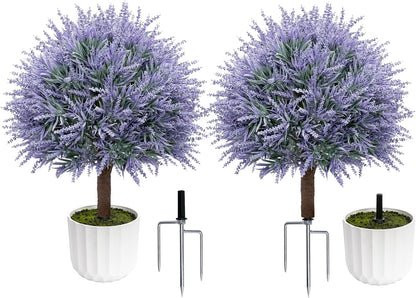 24.9” Artificial Lavender Topiary Ball with Pots
