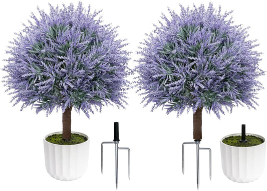 24.9” Artificial Lavender Topiary Ball with Pots