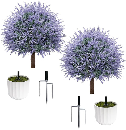 24.9” Artificial Lavender Topiary Ball with Pots