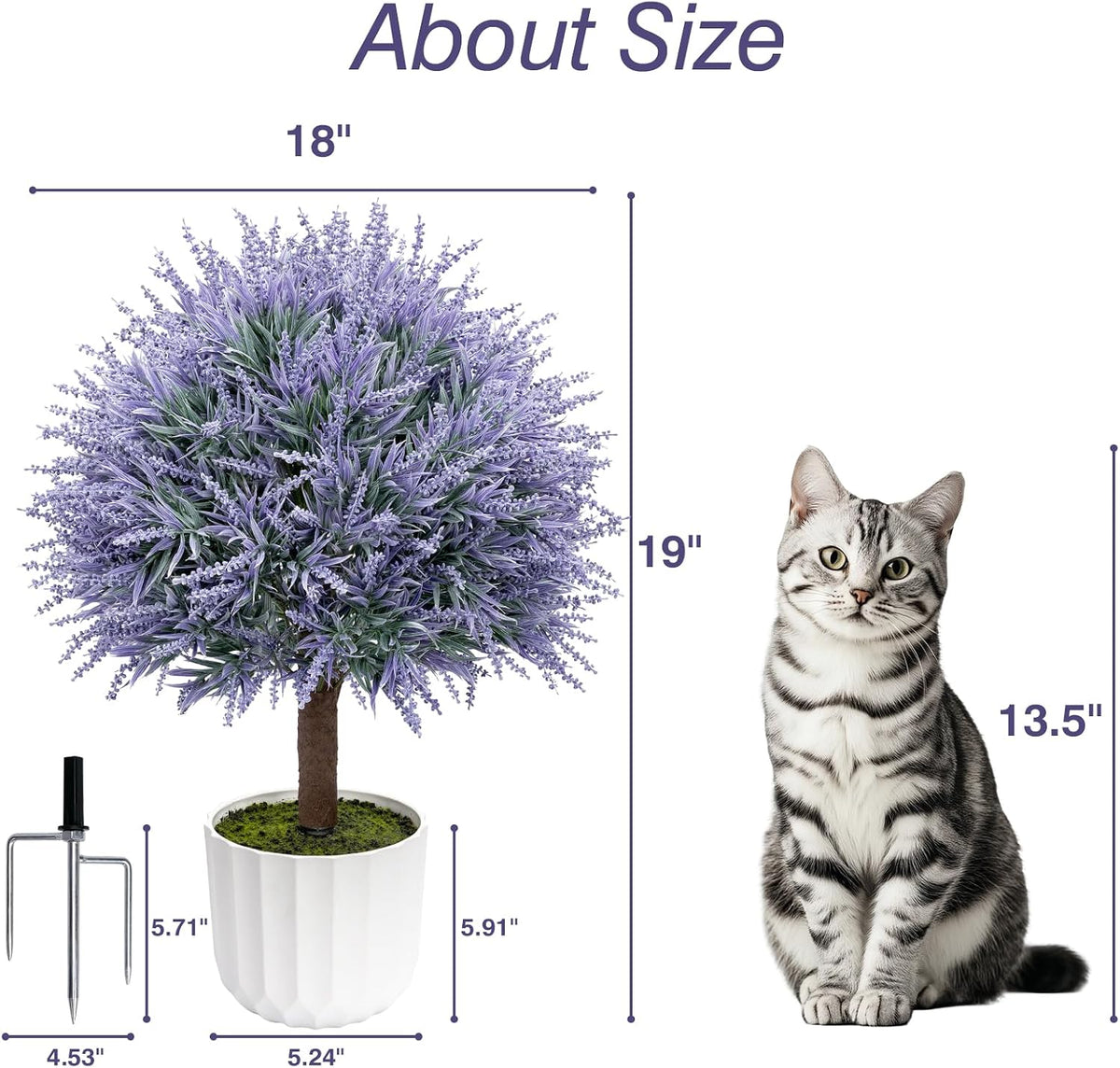 24.9” Artificial Lavender Topiary Ball with Pots