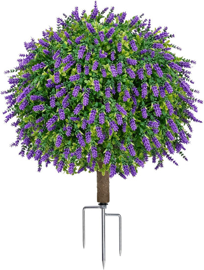 24.9” Artificial Lavender Topiary Ball with Pots