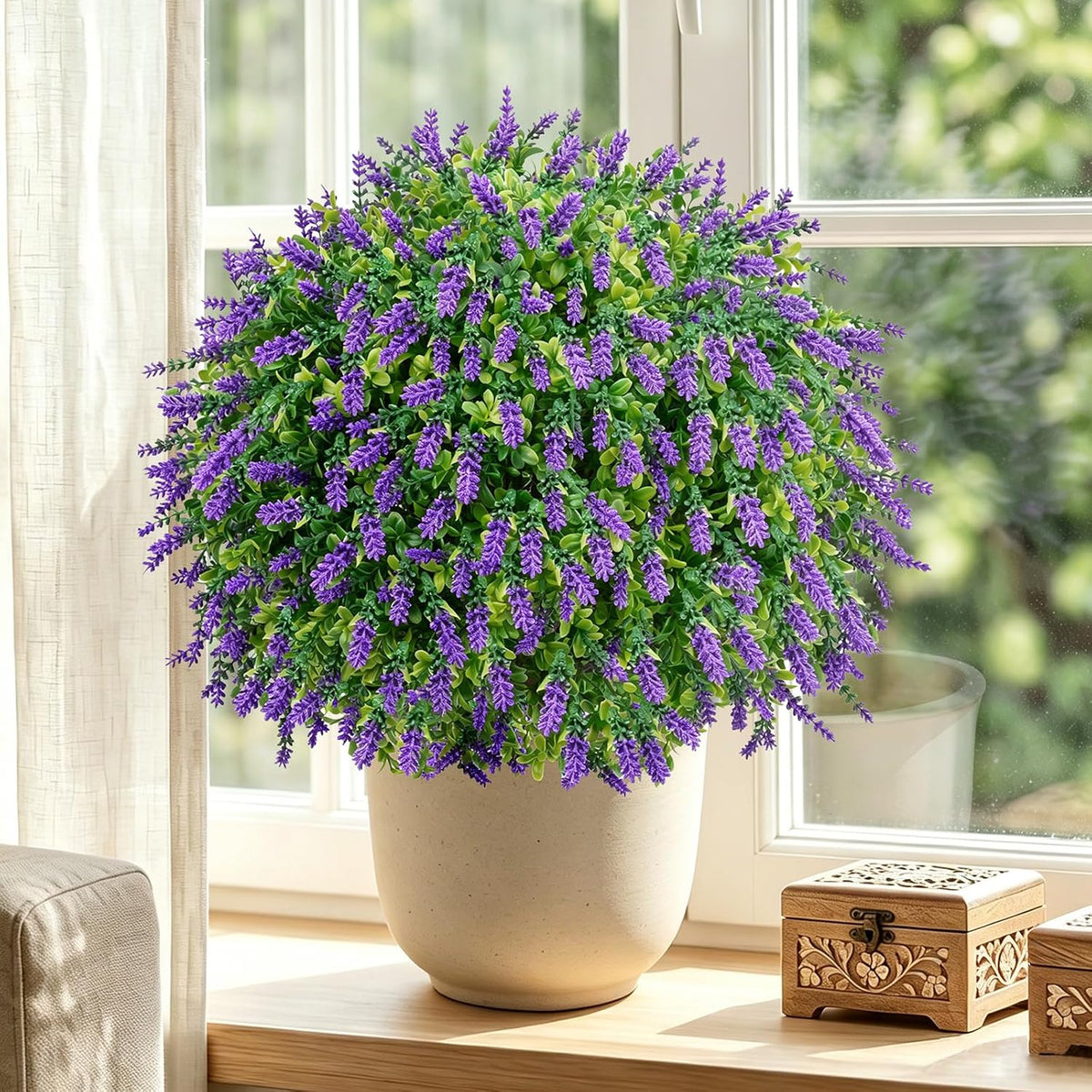 24.9” Artificial Lavender Topiary Ball with Pots
