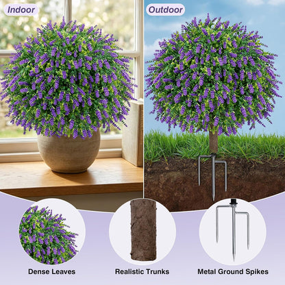 24.9” Artificial Lavender Topiary Ball with Pots