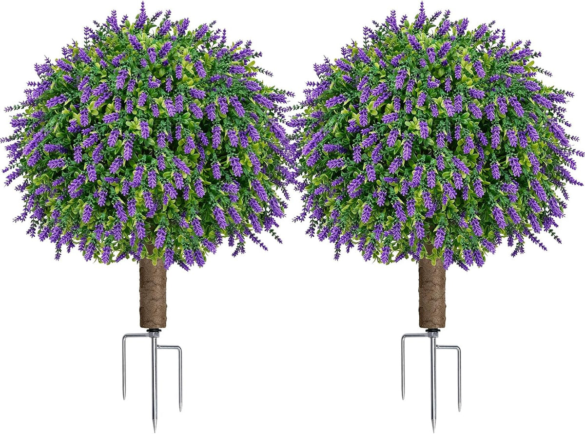 24.9” Artificial Lavender Topiary Ball with Pots
