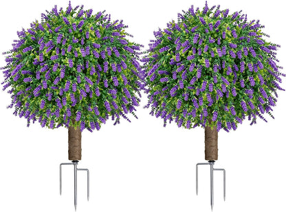 24.9” Artificial Lavender Topiary Ball with Pots