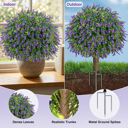 24.9” Artificial Lavender Topiary Ball with Pots