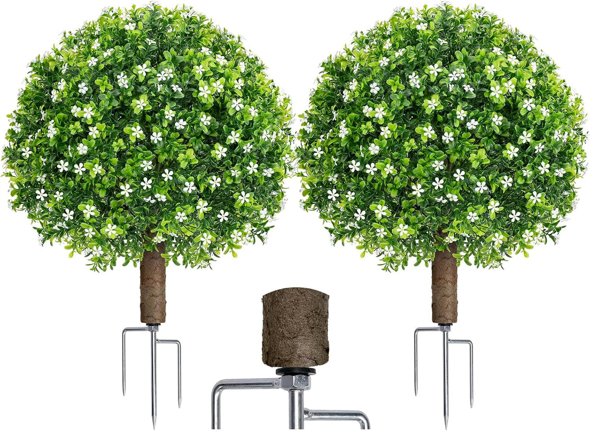 24.9” Artificial Lavender Topiary Ball with Pots
