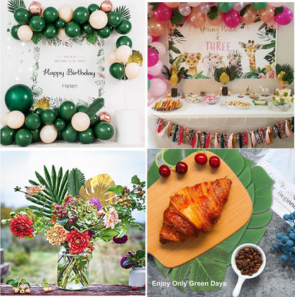 7 Kinds Artificial Tropical Leaf Jungle Leaves Plant Safari Leaves Decorations Fake Palm Leaf with Stems for Hawaiian Luau Party Table Beach Birthday Wedding Theme Party Decorations