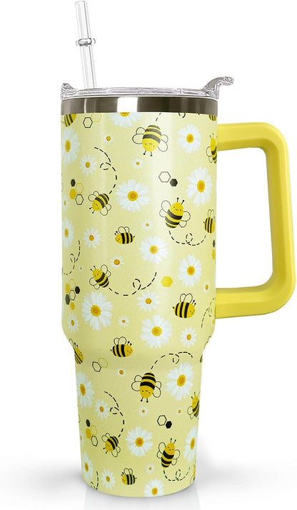 30 oz Stainless Steel Tumbler with lid and Straw,Yellow CoffeeTravel Mug Cup Water Botter, Lemon Gifts for Lemon Lovers - Colors B