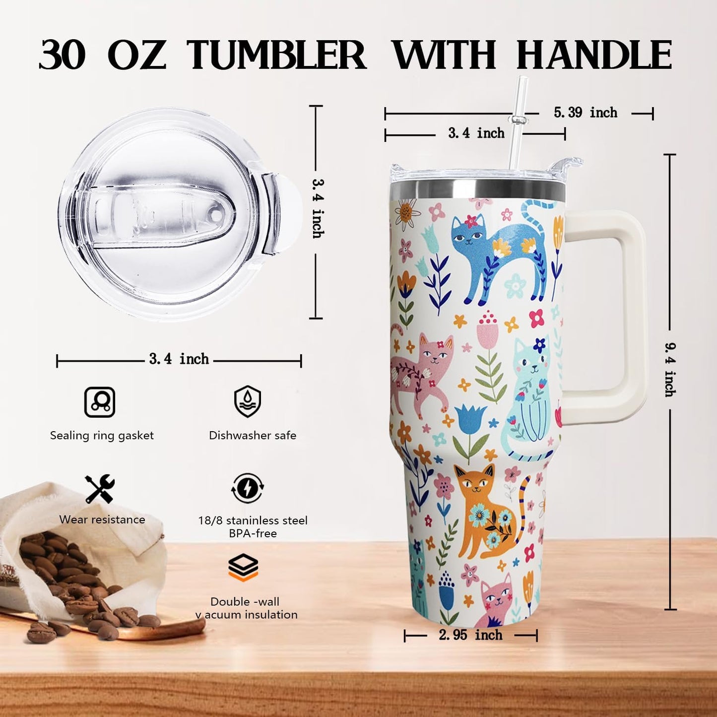 30 oz Stainless Steel Tumbler with lid and Straw,Yellow CoffeeTravel Mug Cup Water Botter, Lemon Gifts for Lemon Lovers - Colors B