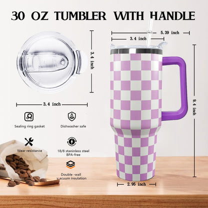 30 oz Stainless Steel Tumbler with lid and Straw,Yellow CoffeeTravel Mug Cup Water Botter, Lemon Gifts for Lemon Lovers - Colors B