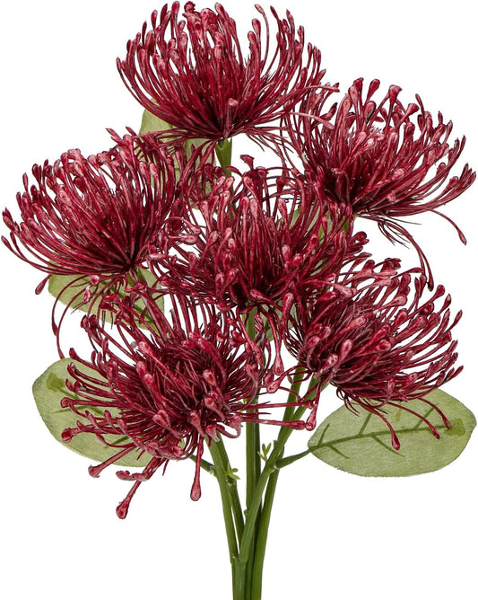 6PCS Chrysanthemum Artificial Flowers 4'' Fake Spider Mums Spring Flowers Large Faux Pincushion Flowers for Home Vase Table Centerpiece Wedding Bouquet (Pink)