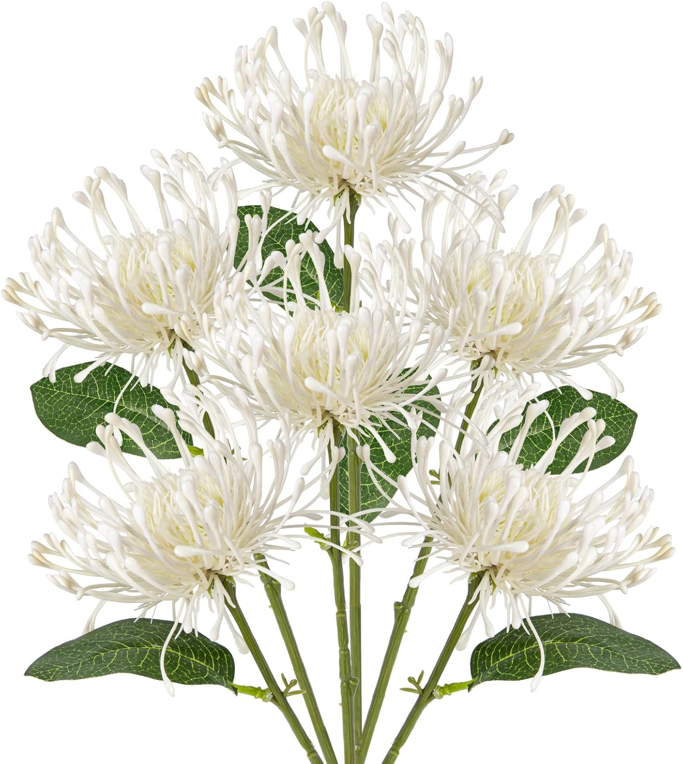 6PCS Chrysanthemum Artificial Flowers 4'' Fake Spider Mums Spring Flowers Large Faux Pincushion Flowers for Home Vase Table Centerpiece Wedding Bouquet (Pink)