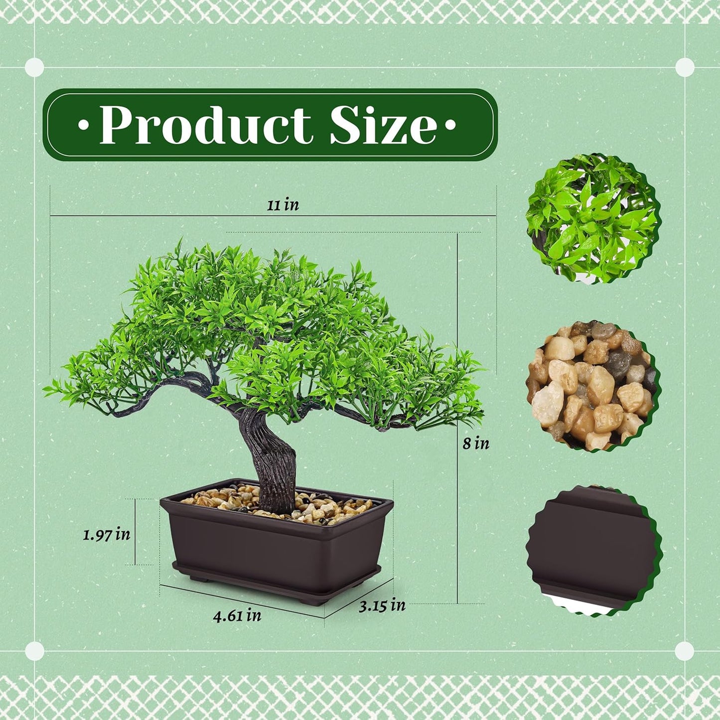 8 Inch Artificial Bonsai Tree Small Fake Plants Decor for Bathroom Office Desk Table Shelf Japanese Zen Ficus Decor Indoor