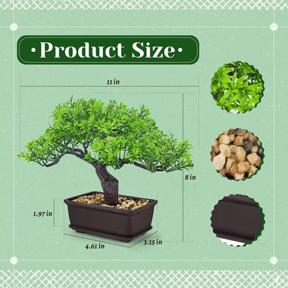 8 Inch Artificial Bonsai Tree Small Fake Plants Decor for Bathroom Office Desk Table Shelf Japanese Zen Ficus Decor Indoor