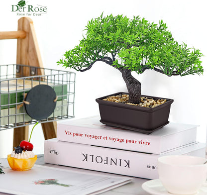 8 Inch Artificial Bonsai Tree Small Fake Plants Decor for Bathroom Office Desk Table Shelf Japanese Zen Ficus Decor Indoor