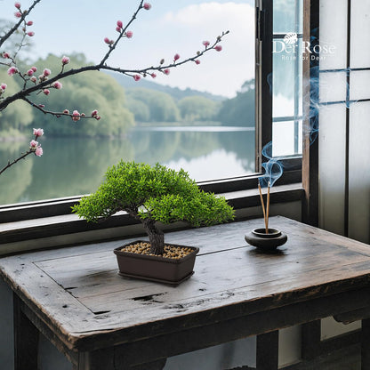 8 Inch Artificial Bonsai Tree Small Fake Plants Decor for Bathroom Office Desk Table Shelf Japanese Zen Ficus Decor Indoor