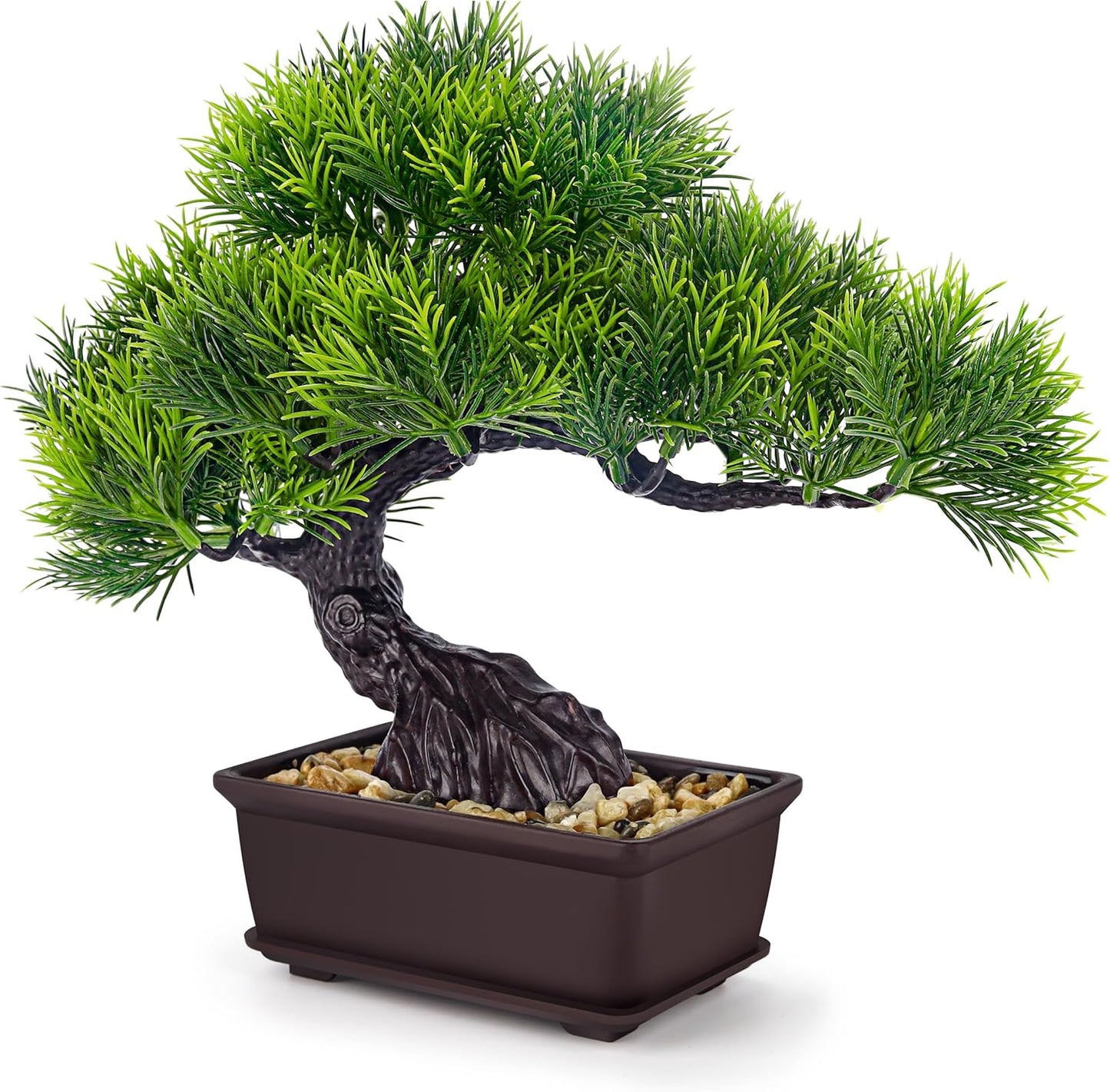 8 Inch Artificial Bonsai Tree Small Fake Plants Decor for Bathroom Office Desk Table Shelf Japanese Zen Ficus Decor Indoor