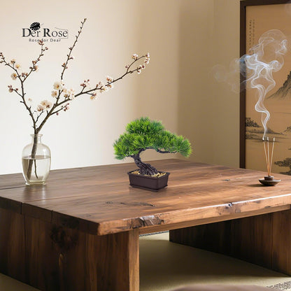 8 Inch Artificial Bonsai Tree Small Fake Plants Decor for Bathroom Office Desk Table Shelf Japanese Zen Ficus Decor Indoor