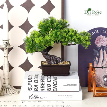 8 Inch Artificial Bonsai Tree Small Fake Plants Decor for Bathroom Office Desk Table Shelf Japanese Zen Ficus Decor Indoor