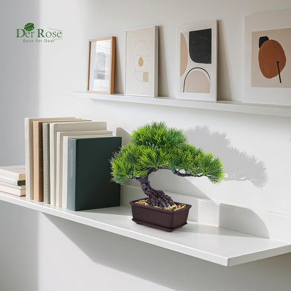 8 Inch Artificial Bonsai Tree Small Fake Plants Decor for Bathroom Office Desk Table Shelf Japanese Zen Ficus Decor Indoor