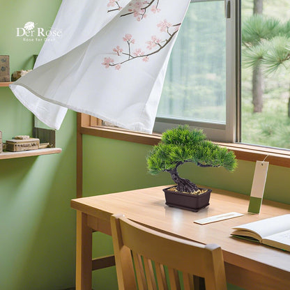 8 Inch Artificial Bonsai Tree Small Fake Plants Decor for Bathroom Office Desk Table Shelf Japanese Zen Ficus Decor Indoor