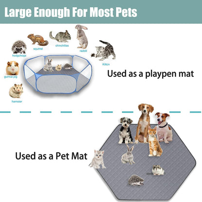 47' Hexagon Washable Guinea Pig Playpen Mat Leakproof Anti-Slip