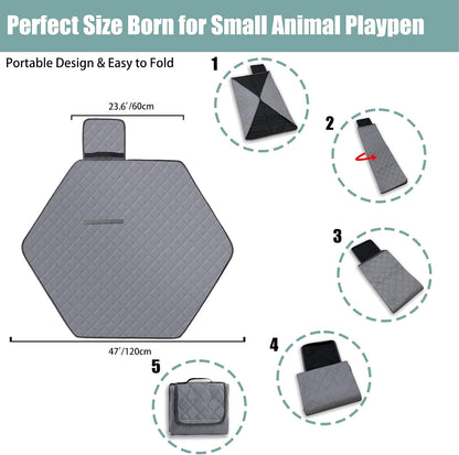 47' Hexagon Washable Guinea Pig Playpen Mat Leakproof Anti-Slip