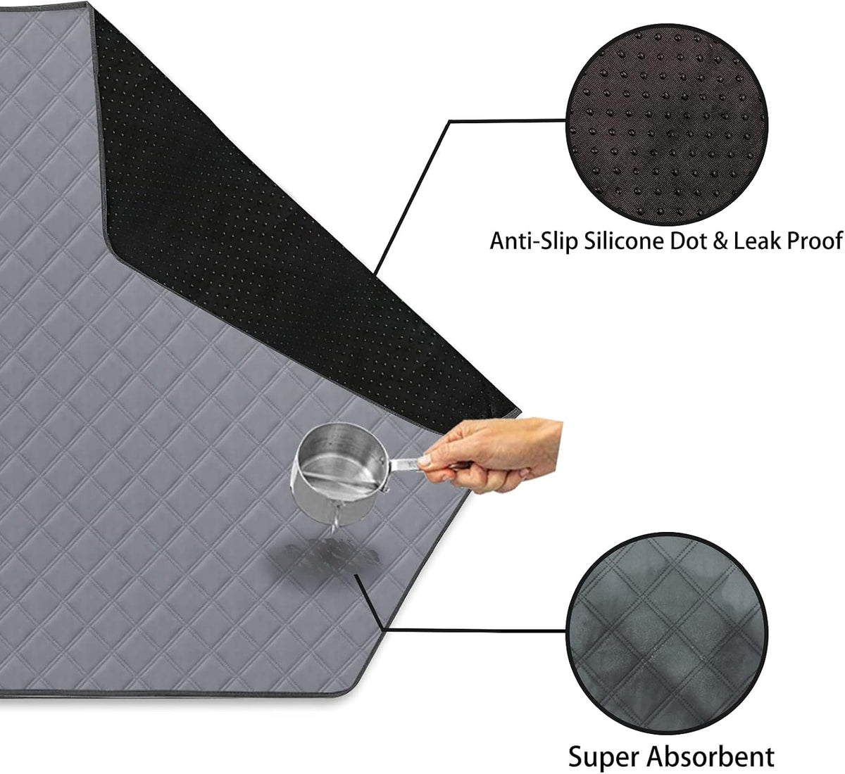 47' Hexagon Washable Guinea Pig Playpen Mat Leakproof Anti-Slip