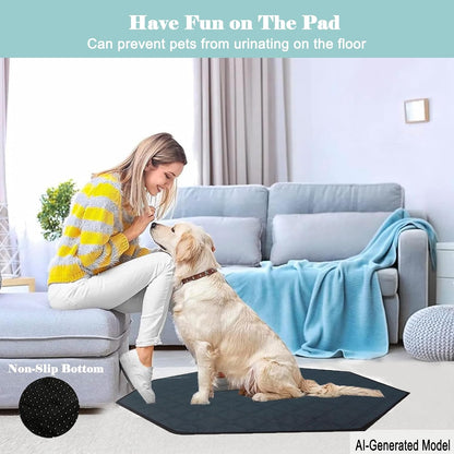 47' Hexagon Washable Guinea Pig Playpen Mat Leakproof Anti-Slip