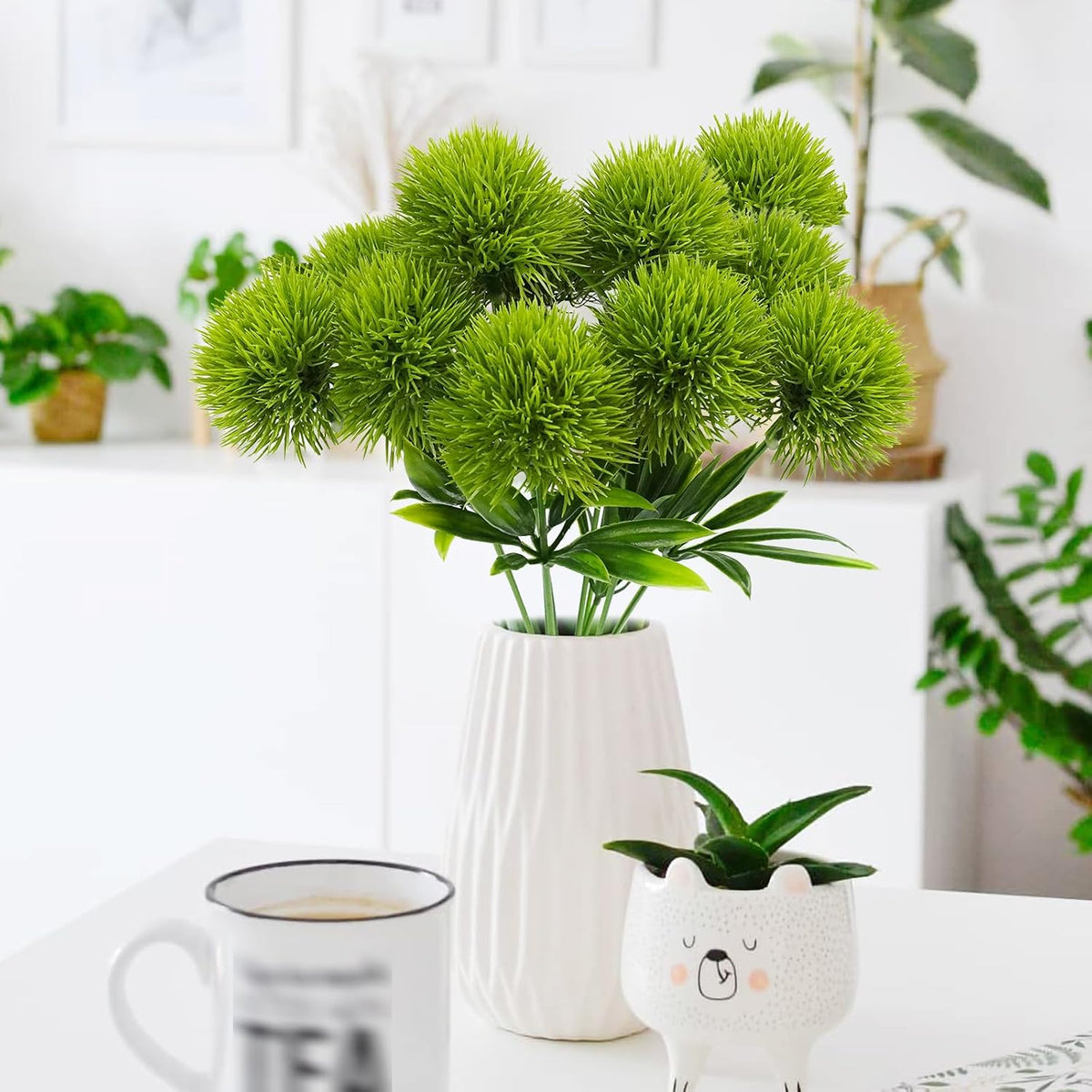 Dandelion Artificial Flowers, Artificial Flowers for Decoration Fake Plants Bouquet Plastic Flowers for Home Decoration Wedding Decor Flower Arrangment Green