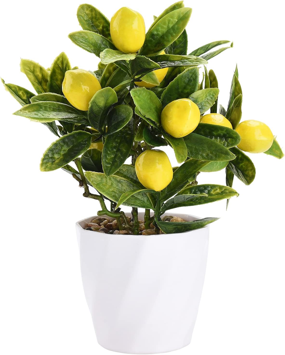 Artificial Lemon Tree Potted Plants, 10 Inch Artificial Fruit Bonsai Tree Lemon Decor, Yellow Lemon Decorations for Home Kitchen Decor(Yellow)