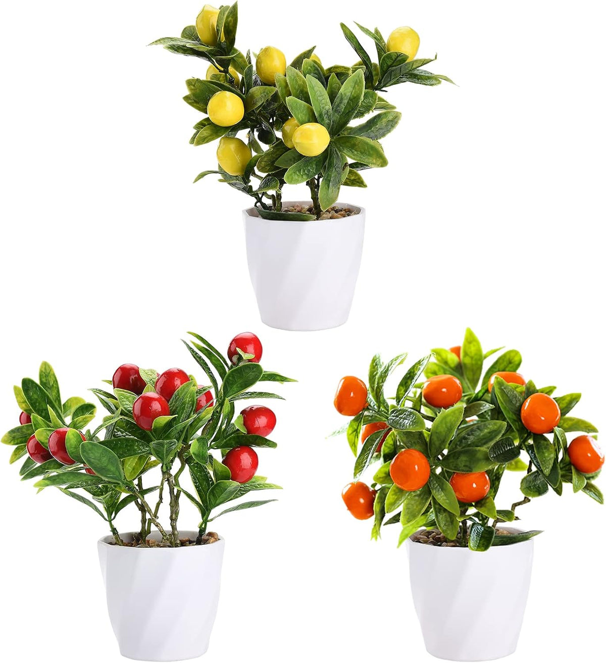 Artificial Lemon Tree Potted Plants, 10 Inch Artificial Fruit Bonsai Tree Lemon Decor, Yellow Lemon Decorations for Home Kitchen Decor(Yellow)