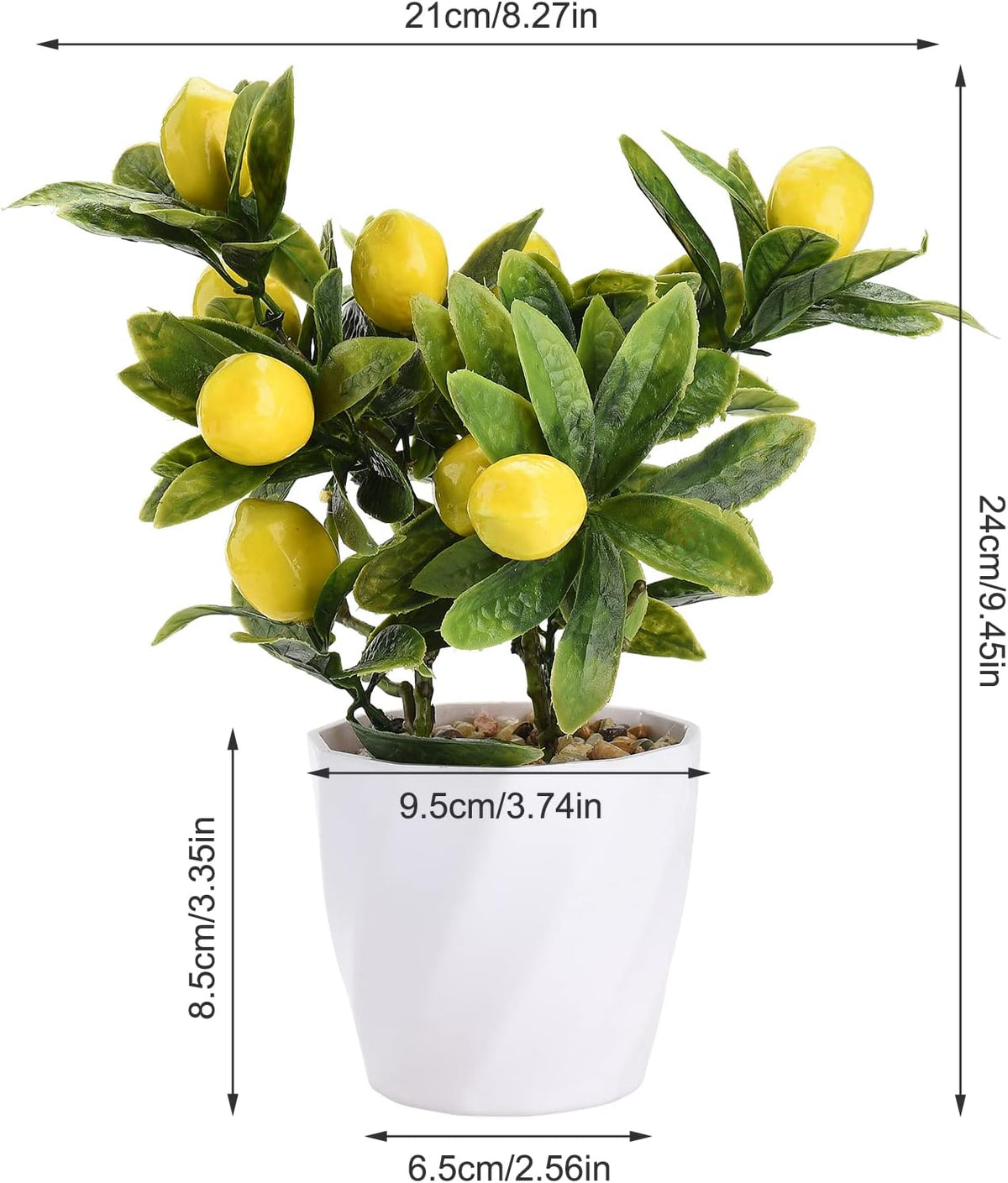 Artificial Lemon Tree Potted Plants, 10 Inch Artificial Fruit Bonsai Tree Lemon Decor, Yellow Lemon Decorations for Home Kitchen Decor(Yellow)