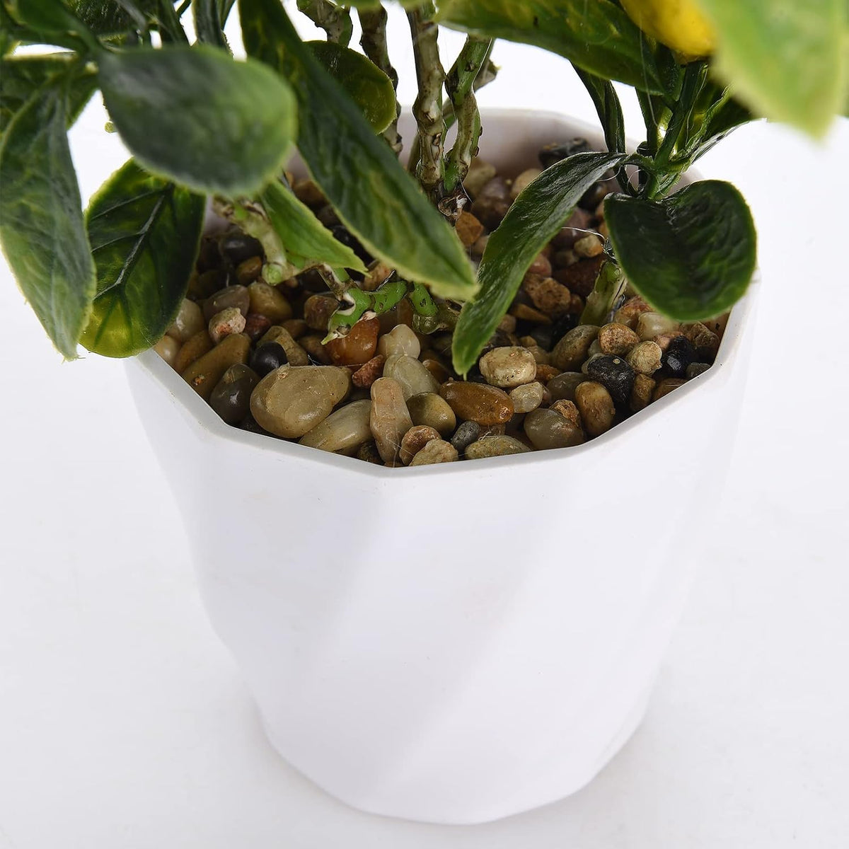 Artificial Lemon Tree Potted Plants, 10 Inch Artificial Fruit Bonsai Tree Lemon Decor, Yellow Lemon Decorations for Home Kitchen Decor(Yellow)