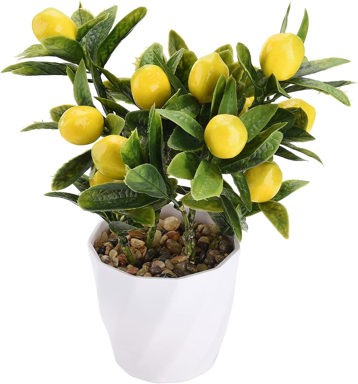 Artificial Lemon Tree Potted Plants, 10 Inch Artificial Fruit Bonsai Tree Lemon Decor, Yellow Lemon Decorations for Home Kitchen Decor(Yellow)