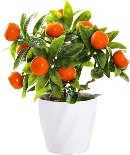 Artificial Lemon Tree Potted Plants, 10 Inch Artificial Fruit Bonsai Tree Lemon Decor, Yellow Lemon Decorations for Home Kitchen Decor(Yellow)