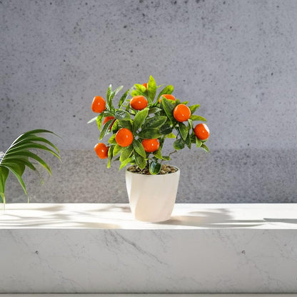 Artificial Lemon Tree Potted Plants, 10 Inch Artificial Fruit Bonsai Tree Lemon Decor, Yellow Lemon Decorations for Home Kitchen Decor(Yellow)