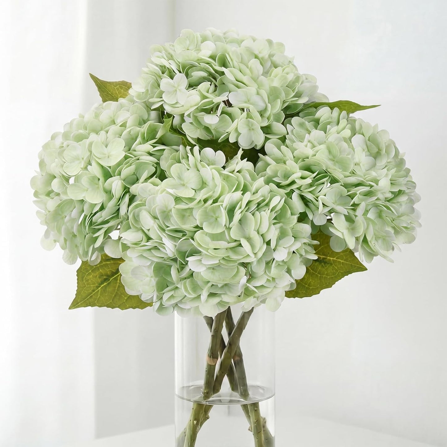 40pcs Artificial Hydrangea Silk Flower Heads with Stems, Fake Flowers for Wedding Centerpiece Home Garden Party Decoration (Blue)