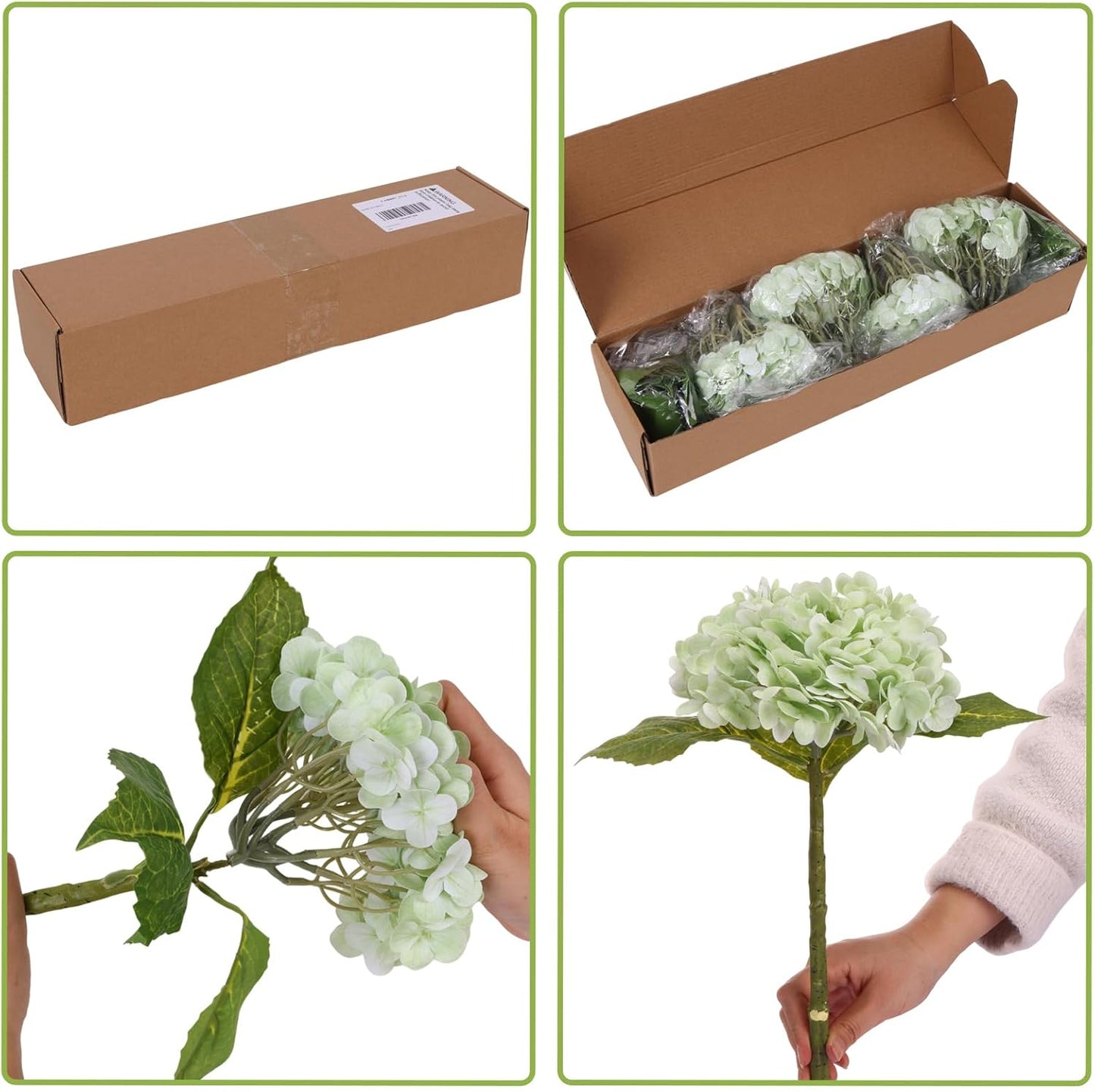 40pcs Artificial Hydrangea Silk Flower Heads with Stems, Fake Flowers for Wedding Centerpiece Home Garden Party Decoration (Blue)