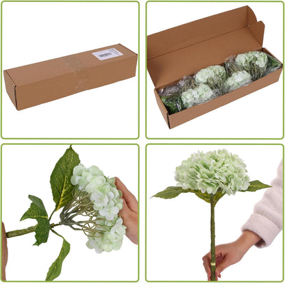 40pcs Artificial Hydrangea Silk Flower Heads with Stems, Fake Flowers for Wedding Centerpiece Home Garden Party Decoration (Blue)