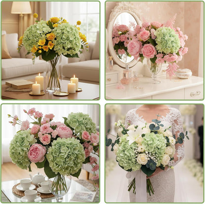40pcs Artificial Hydrangea Silk Flower Heads with Stems, Fake Flowers for Wedding Centerpiece Home Garden Party Decoration (Blue)