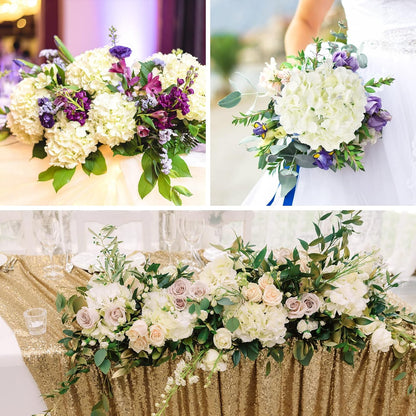 40pcs Artificial Hydrangea Silk Flower Heads with Stems, Fake Flowers for Wedding Centerpiece Home Garden Party Decoration (Blue)