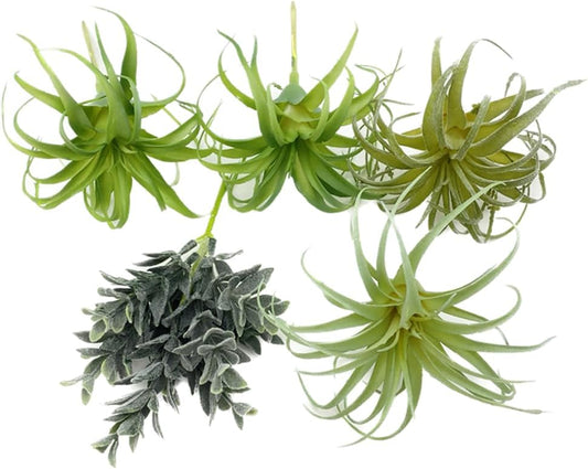 POANTA 5 Pack Assorted Artificial Succulents Air Plants Set Unpotted Realistic Greenery Plants Home Garden Decoration