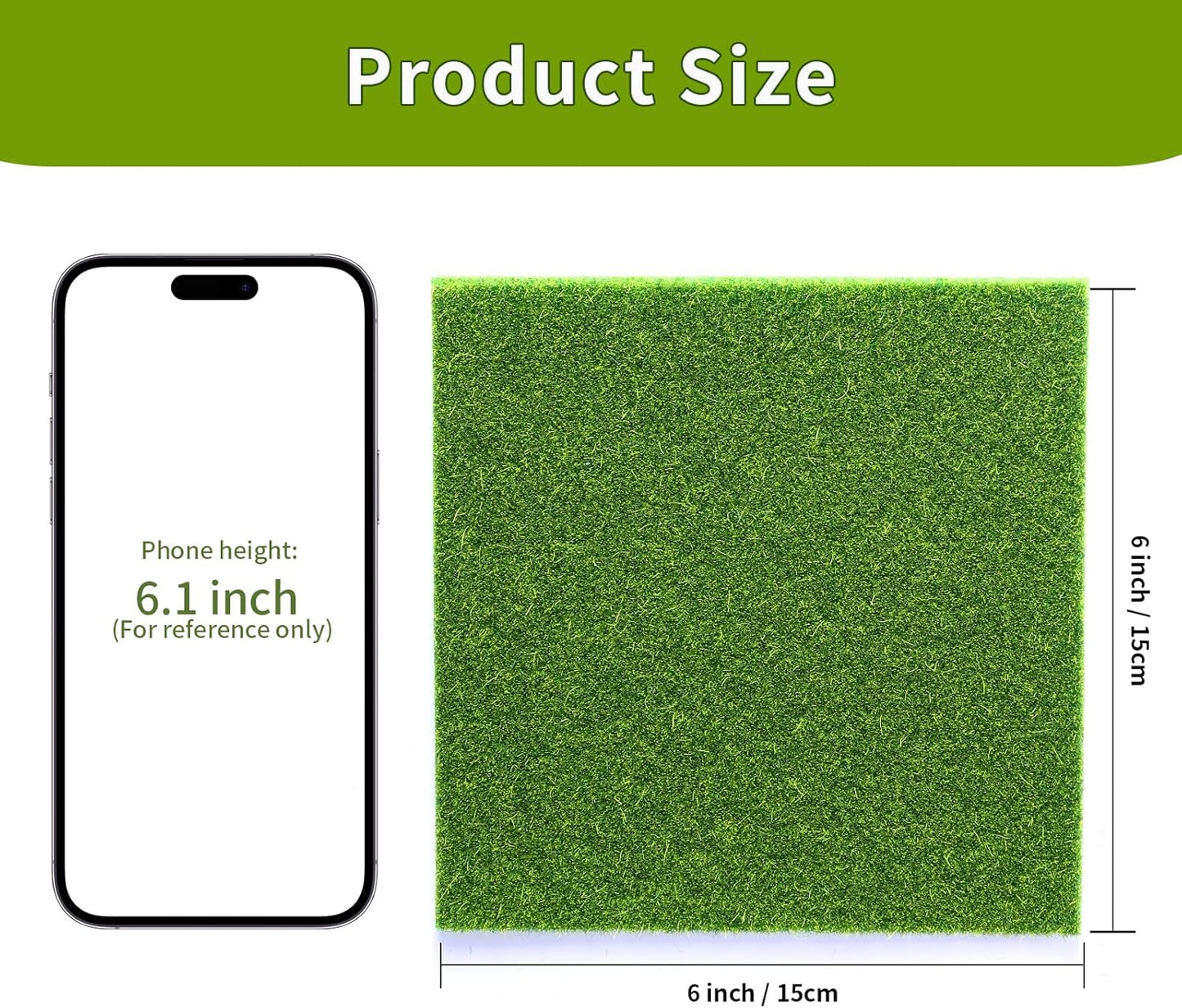 4Pcs 6x6 Inch Fake Grass for Crafts, Miniature Artificial Grass | Premium, Realistic, Soft, Easy to Cut & Shape, Small Artificial Turf for Mini Fairy Garden, Diorama