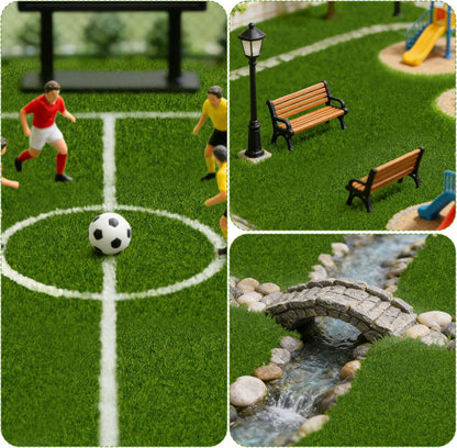 4Pcs 6x6 Inch Fake Grass for Crafts, Miniature Artificial Grass | Premium, Realistic, Soft, Easy to Cut & Shape, Small Artificial Turf for Mini Fairy Garden, Diorama